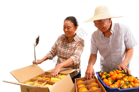 农民在线直播销售水果高清图片