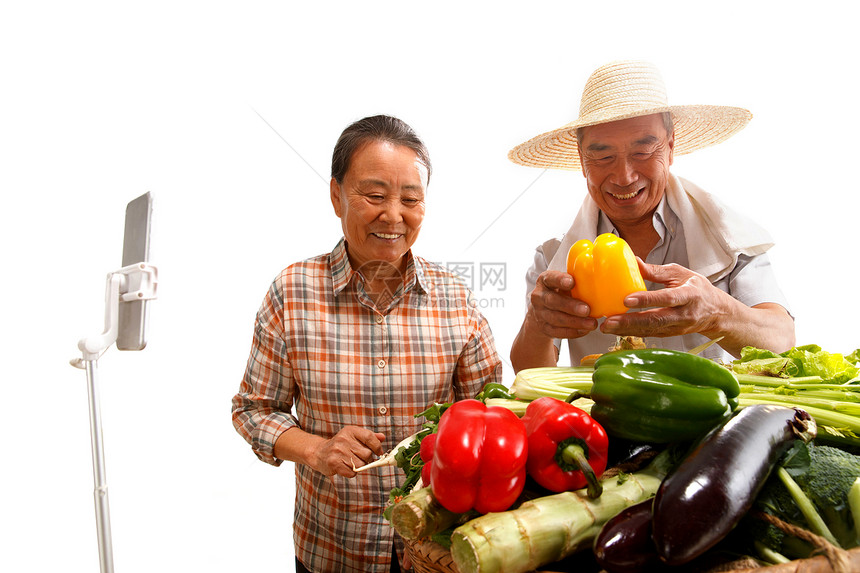 农民在线直播销售农产品图片