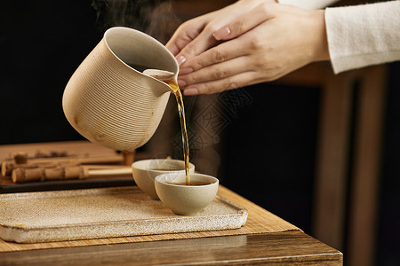 茶艺师沏茶倒茶背景图片