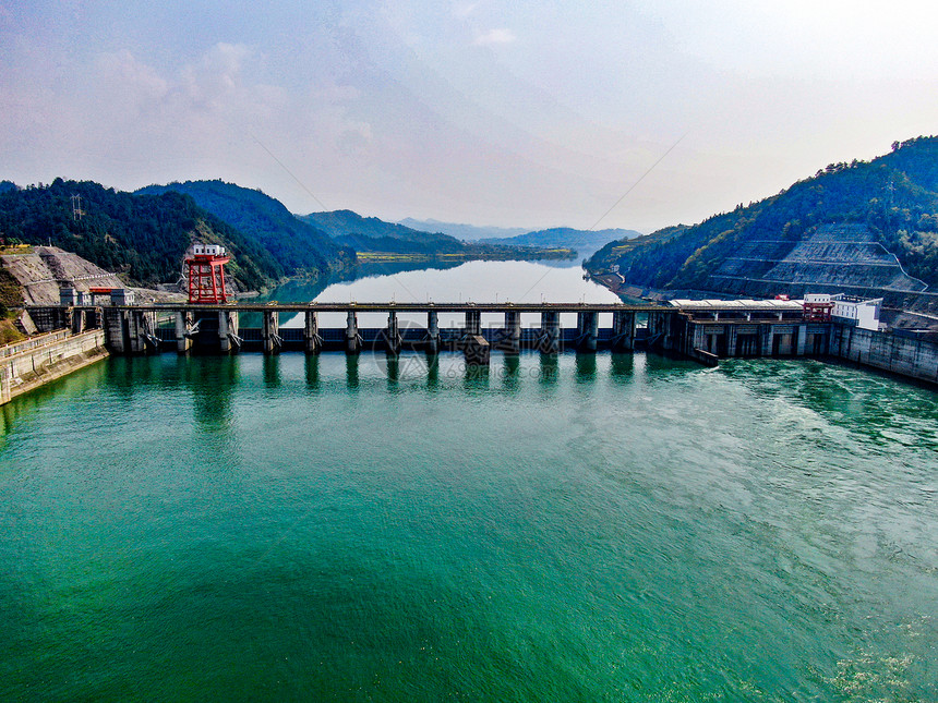 湖南沅江水电站国家电网水利工程航拍图片