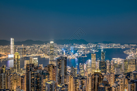 高的景观太平山顶看香港城市夜晚景观背景