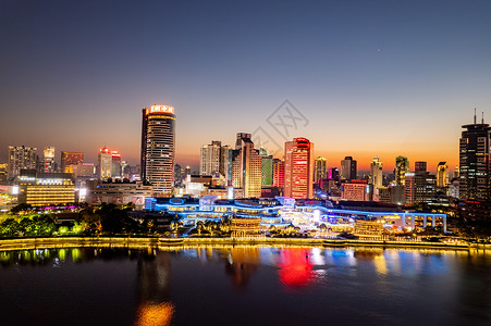 航拍宁波三江口城市夜景背景图片