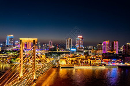 航拍宁波三江口城市夜景背景图片