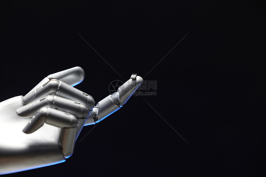 科技感机械手指尖芯片图片