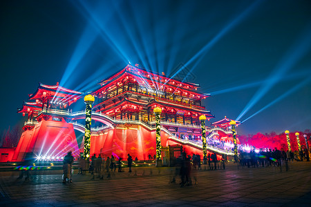 芙蓉广场陕西西安市大唐芙蓉园灯光表演背景