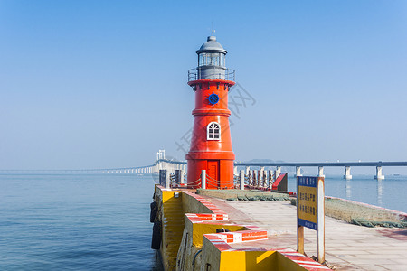 南澳跨海大桥广东汕头南澳岛灯塔背景