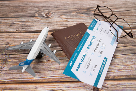 境外旅行出国游玩机票护照静物图片