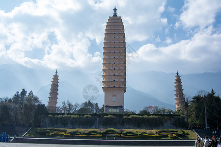 云南大理三塔寺背景图片