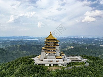 湖北黄石东方山金顶4A景区航拍高清图片