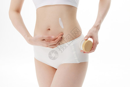 女性身体护理涂抹乳液高清图片