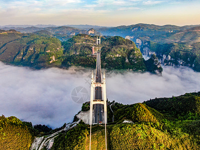 矮寨盘山公路湖南湘西矮寨大桥5A景区航拍背景