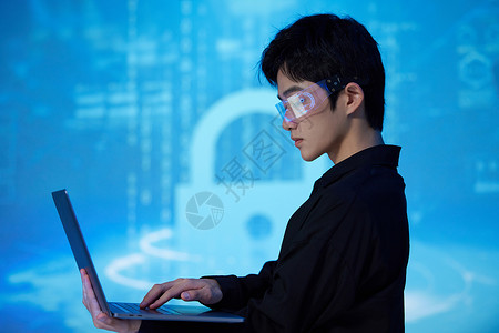 网络安全防护虚拟现实网络科技男青年背景