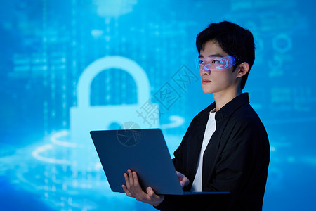 网络安全防护虚拟现实网络安全科技男青年背景