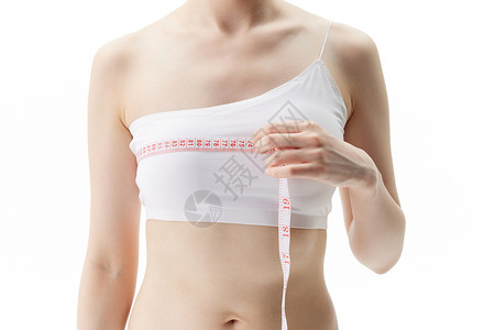 胸部塑形女子测量胸围特写背景