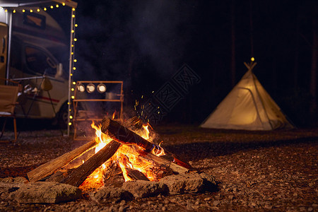 露营篝火素材高清图片