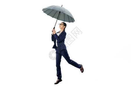 上班族下雨撑伞形象背景图片