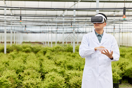 虚拟现实戴着vr眼镜的农业科研人员图片