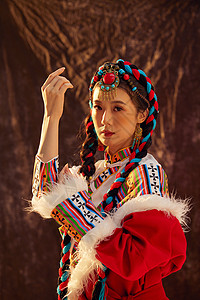 藏族女性少数民族背景图片
