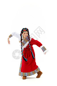 少数名族舞蹈穿着藏族服饰舞蹈的女性背景