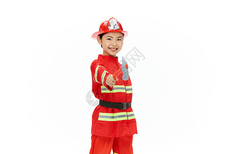 消防创意可爱女孩手持消防锤背景