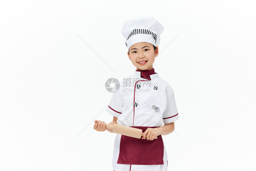 小小厨师手拿擀面杖图片