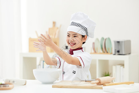 做饭女孩小小厨师居家烘焙背景