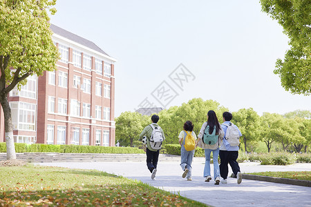 小同学素材校园里行走的大学生背影背景