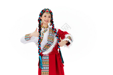 白色背景藏族女性背景图片