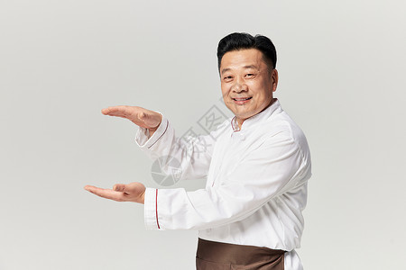 中餐宣传素材中年男性厨师形象背景