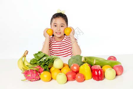 橙子加香蕉素材儿童健康饮食蔬菜水果背景