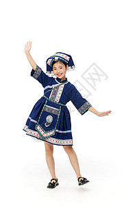 云南民族服装东方壮族小女孩形象背景