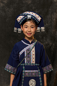 名族文化东方壮族小女孩形象背景