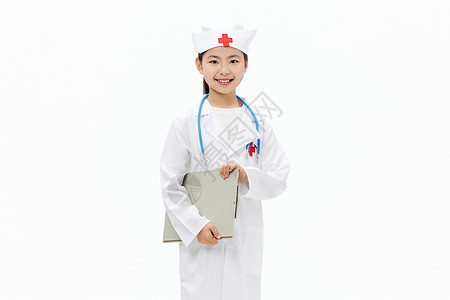 劳动节致敬医护人员海报小女孩扮演医护人员形象背景