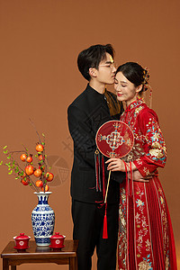复古传统中式结婚照图片