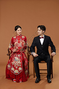 中式椅新婚夫妇中式结婚形象背景
