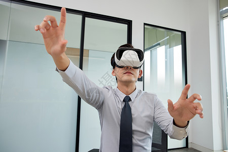 VR智能办公商务白领男性智能办公背景