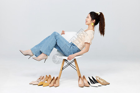 鞋履促销创意女性线上选购商品背景