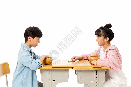 儿童围棋对决博弈背景图片