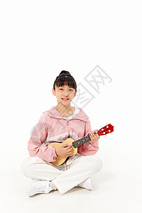 吉他培兴趣班小女孩弹奏尤克里里形象背景