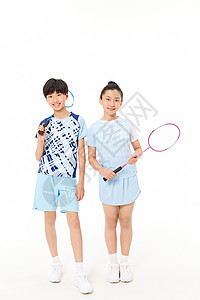儿童打羽毛球形象背景图片