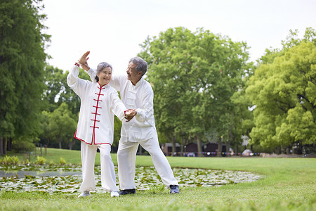 传统节去老年人指导太极锻炼背景