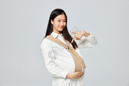 活泼孕妇展示孕肚背景图片