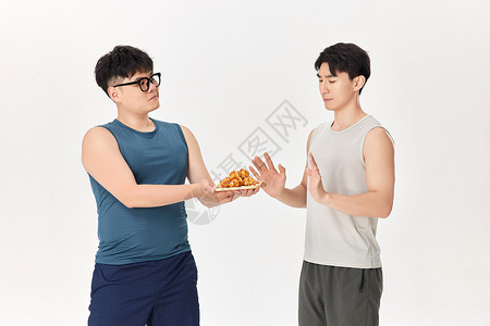 健身男性拒绝高热量饮食背景图片