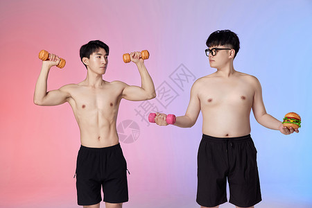 不同身材男性健身习惯背景图片
