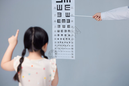 眼视力在做视力检查的小女孩形象背景