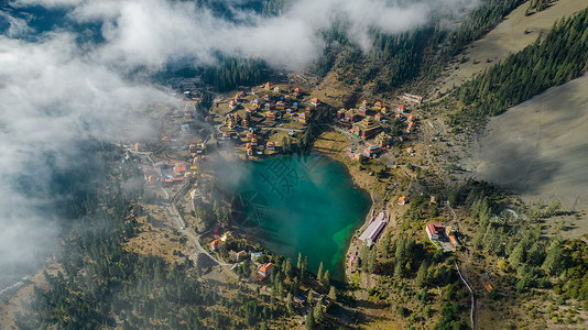 网红卡素材川西高原网红景点措卡湖全景背景