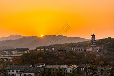 夕阳下的北京古北水镇图片
