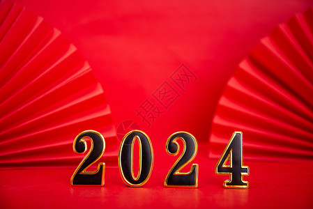 红色卡通剪纸风龙年2024年新年卡通龙宝宝摆件背景