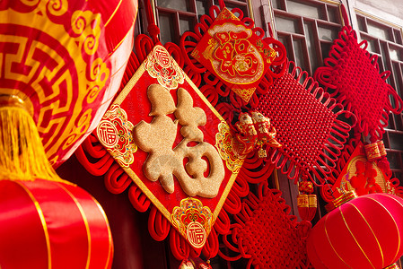 春节氛围中国新年马路上的新年氛围背景