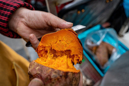 冬季美食烤红薯背景图片